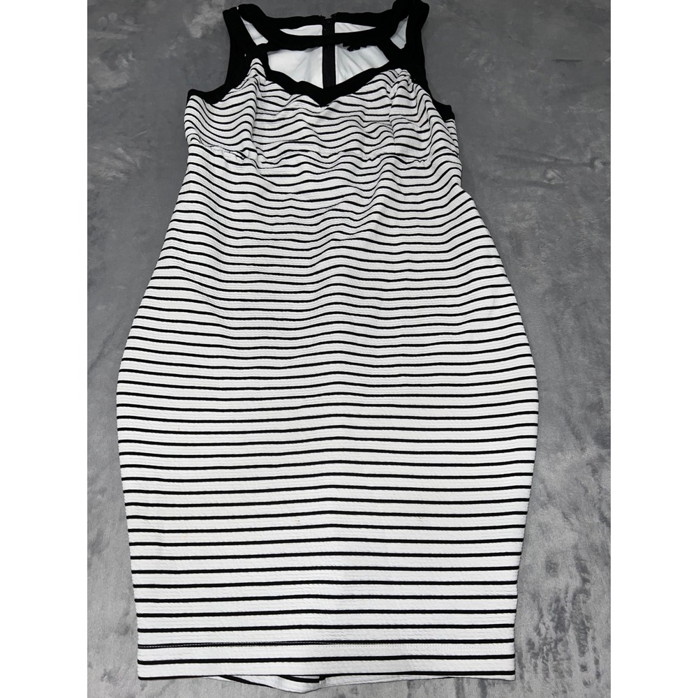 Torrid Black White Striped Bodycon Dress Cage Neckline Size 14